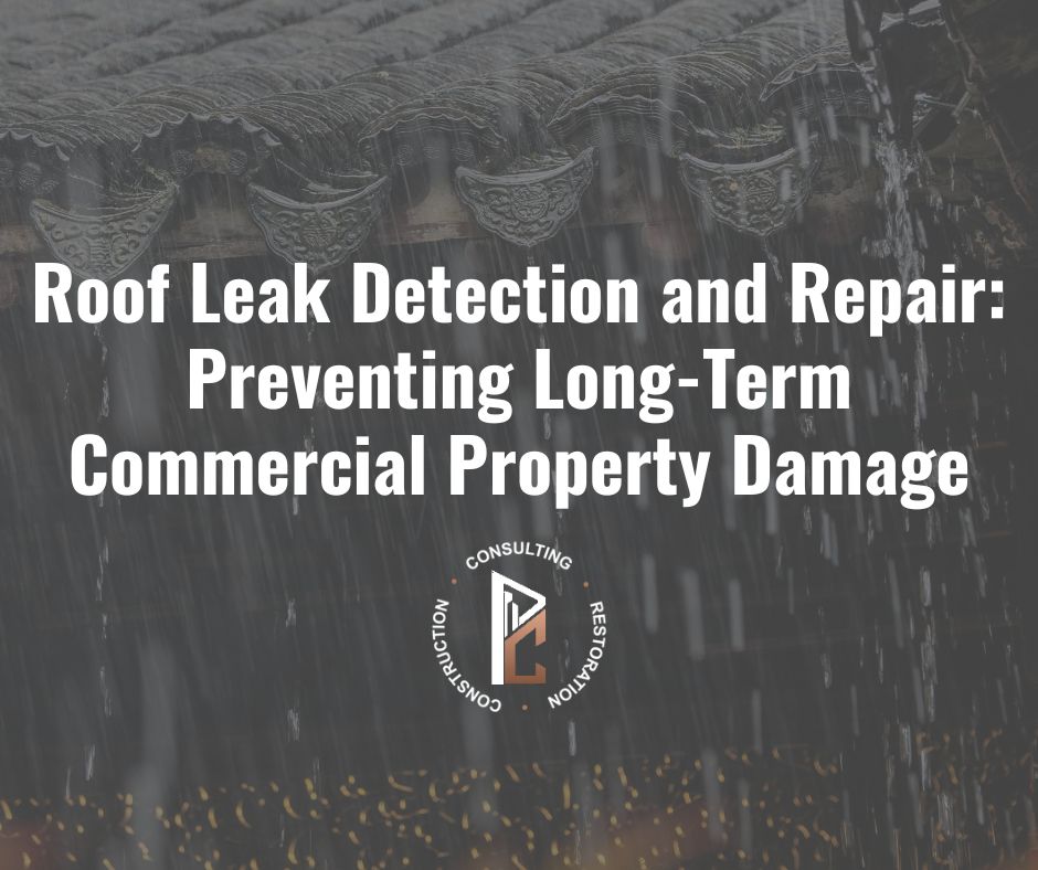 Commercial roof leak detection showing damaged roofing membrane requiring repair and preventive maintenance